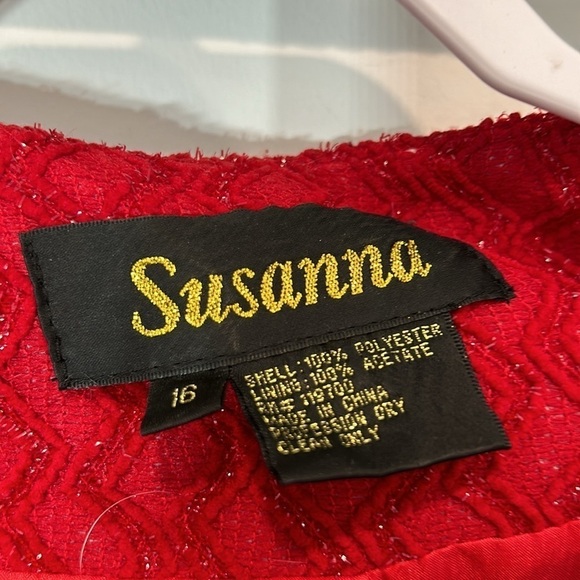 Susanna tweed sheath dress matching jacketed striped metallic red/black 16 size - Picture 7 of 11